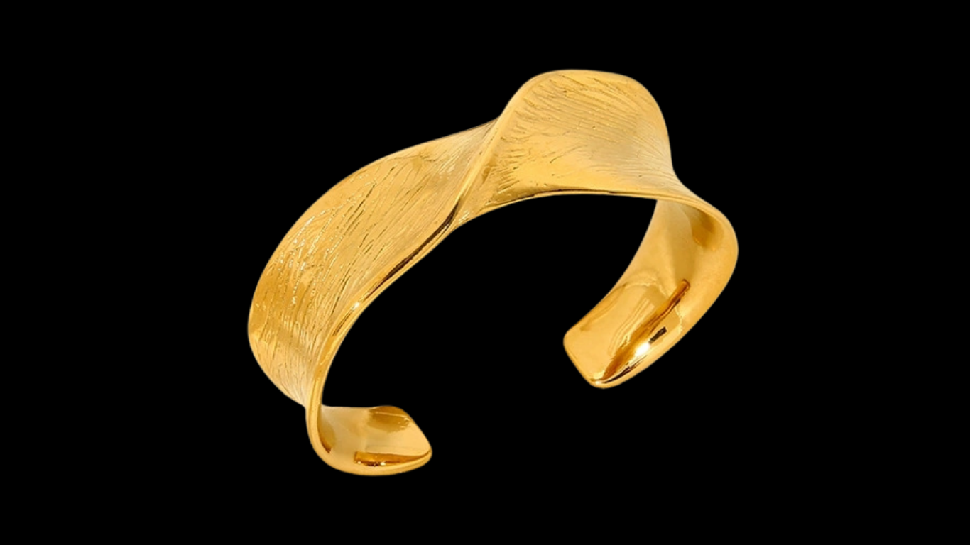 18K Gold-Plated Chunky Twist Open Cuff Bangle | Wild & Nourished Jewellery