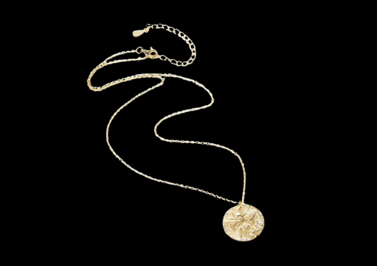 Honeybee Coin Necklace - 14K Gold Vermeil