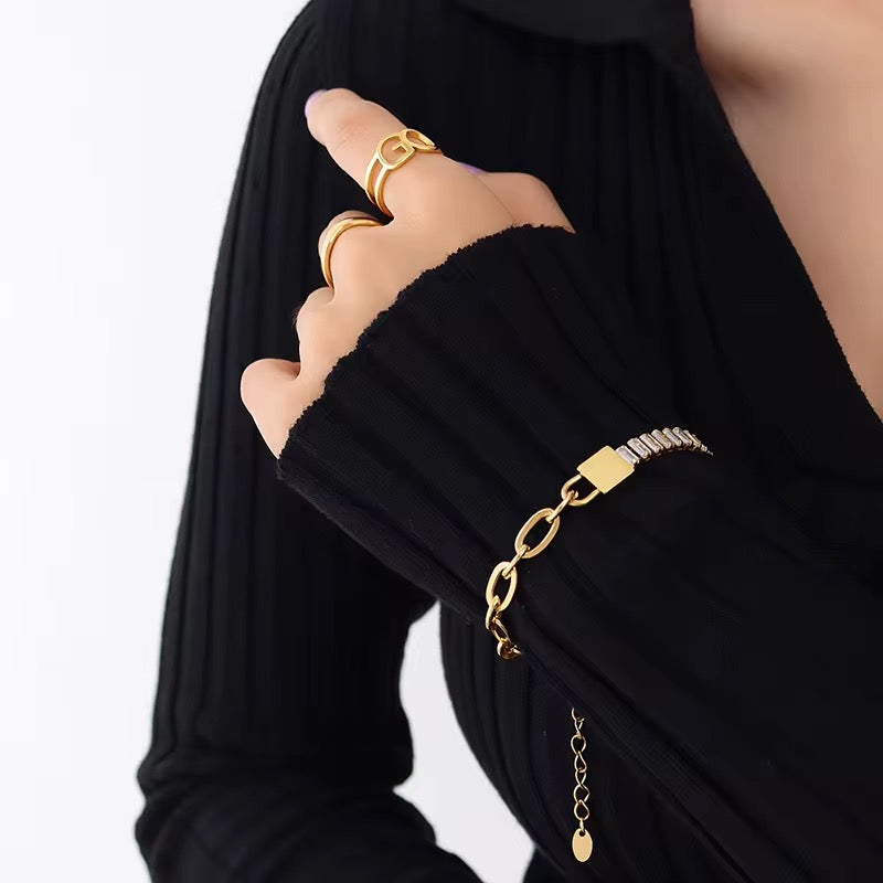 18K Gold-Plated Zircon Lock Chain Bracelet | Wild & Nourished Jewellery