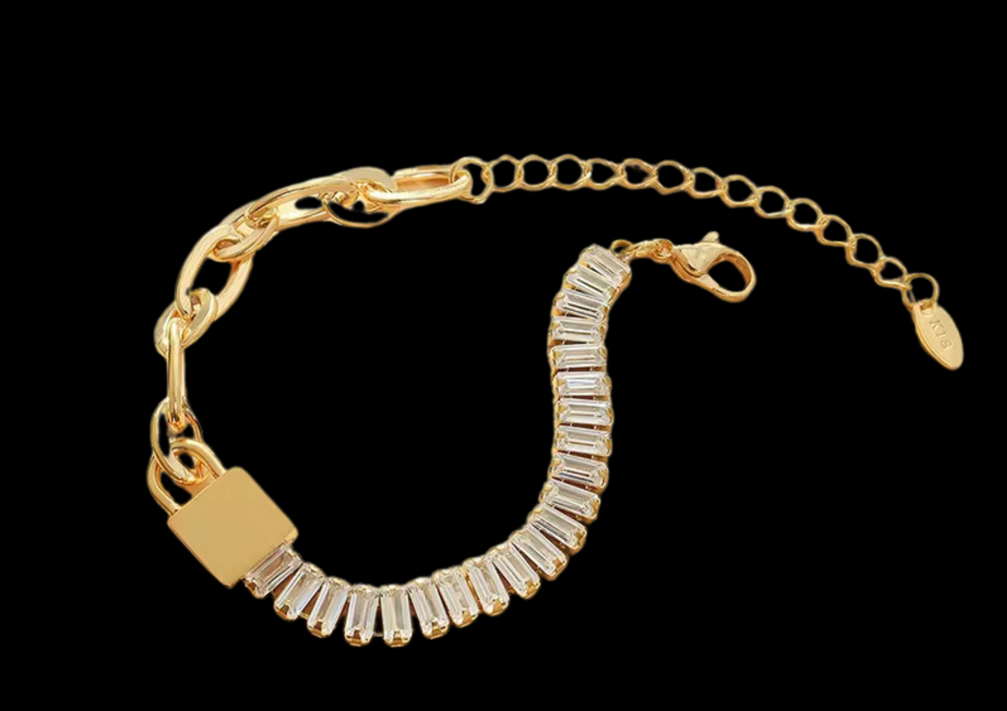 18K Gold-Plated Zircon Lock Chain Bracelet | Wild & Nourished Jewellery