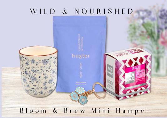 🌸 Bloom & Brew Mini Hamper | Wild & Nourished Gift Hampers Australia