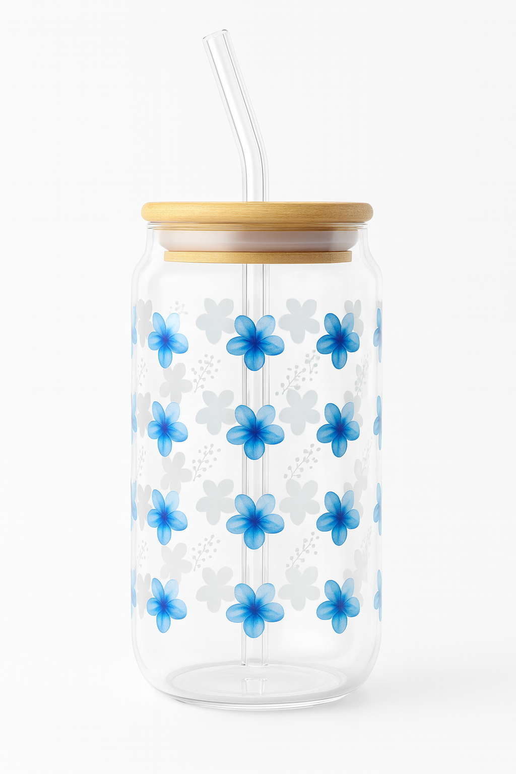 Sky Bloom 16oz Glass with Bamboo Lid & Straw | Wild & Nourished