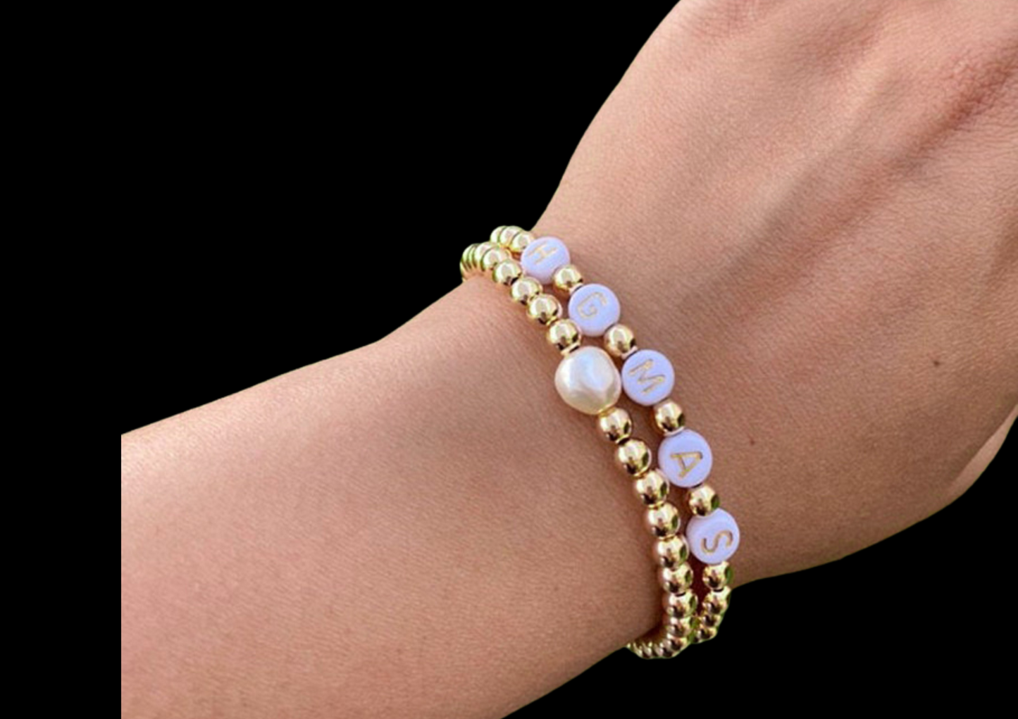 Pearl Glow Stacking Bracelet — 18K Gold-Plated Stainless Steel | Wild & Nourished Jewellery