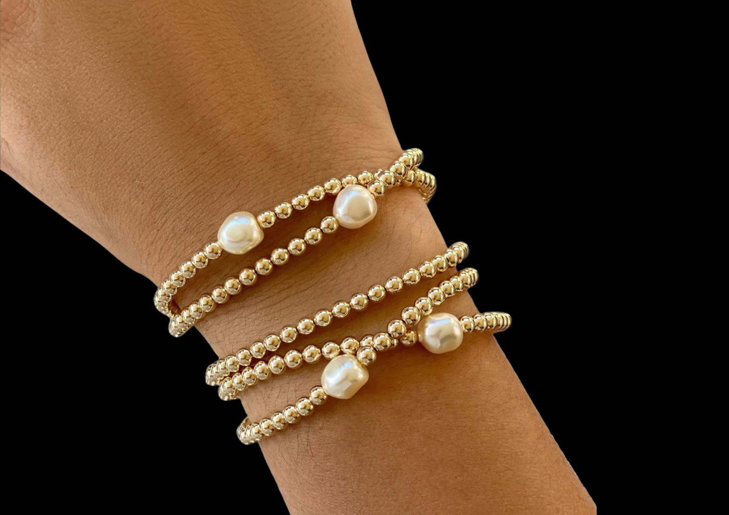 Pearl Glow Stacking Bracelet — 18K Gold-Plated Stainless Steel | Wild & Nourished Jewellery