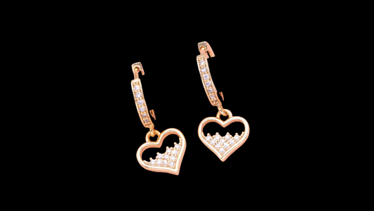 💎 Heart Zircon Gold Huggie Drop Earrings | Wild & Nourished Jewellery
