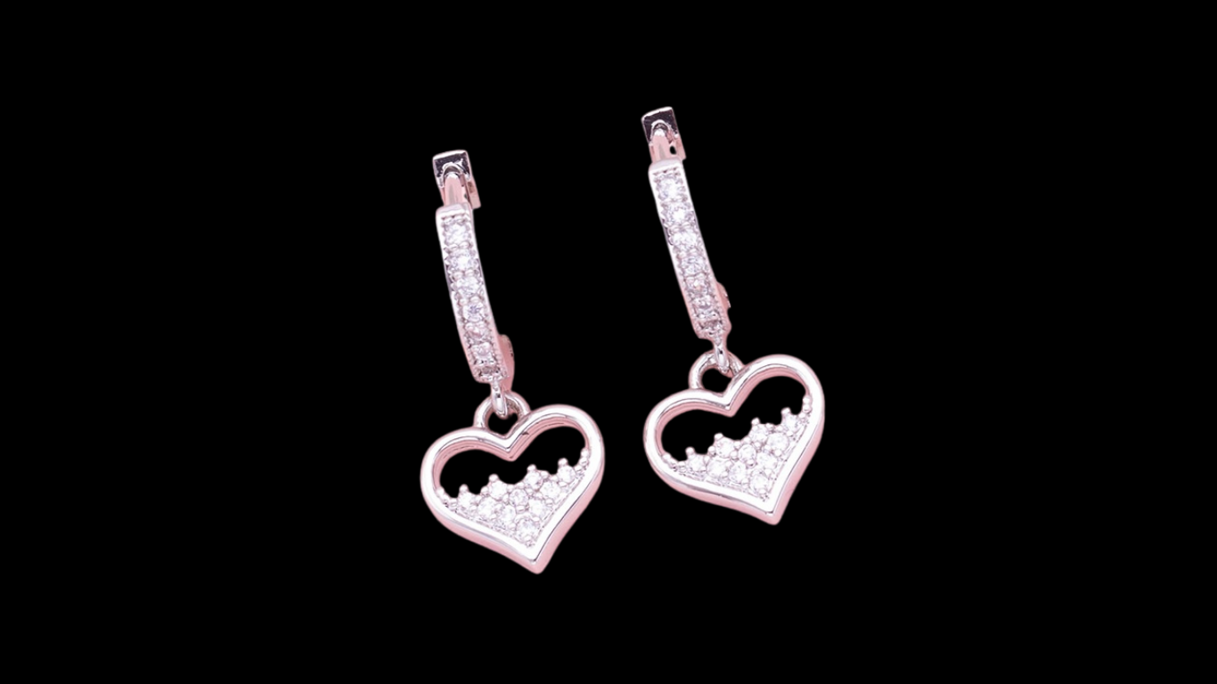 💎 Heart Zircon Silver Huggie Drop Earrings | Wild & Nourished Jewellery