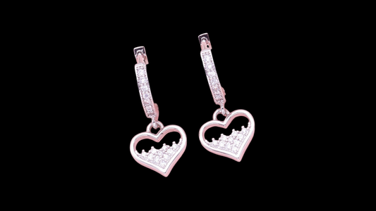 💎 Heart Zircon Silver Huggie Drop Earrings | Wild & Nourished Jewellery