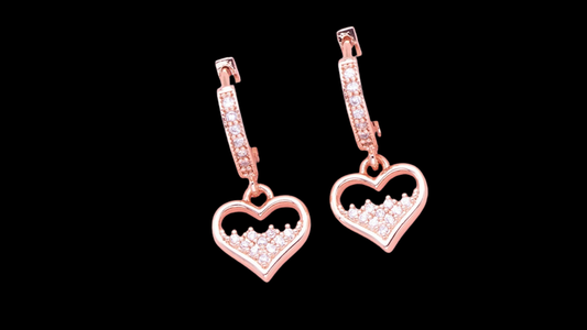 💎 Heart Zircon Rose Gold Huggie Drop Earrings | Wild & Nourished Jewellery