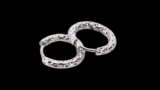 18K Silver-Plated Hammered Hoop Earrings | Wild & Nourished Jewellery