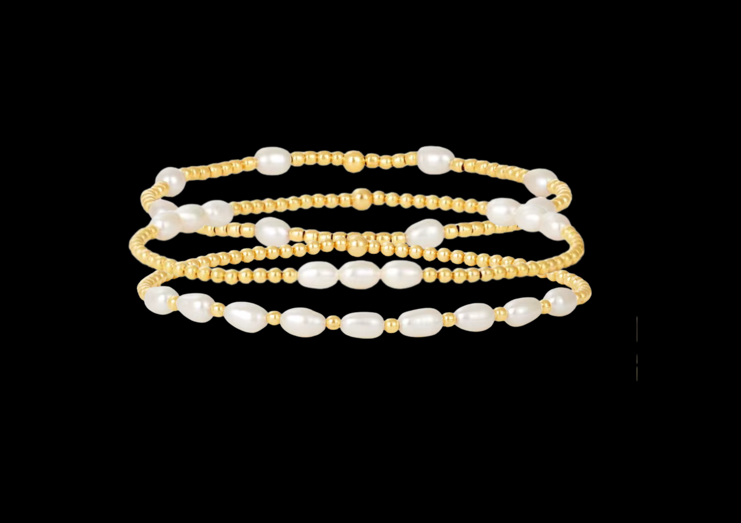 Freshwater Pearl Bracelet Stack (Set of 3) | 18K Gold-Plated Beaded Jewellery | Wild & Nourished Jewellery