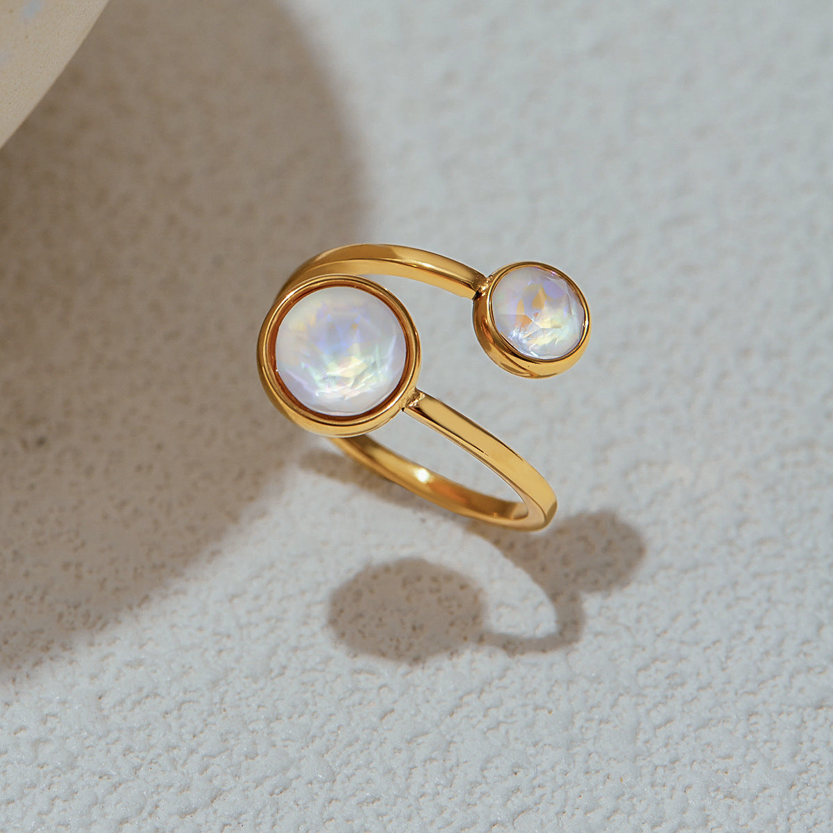 18K Gold-Plated Double Zircon Open Ring | Wild & Nourished Jewellery