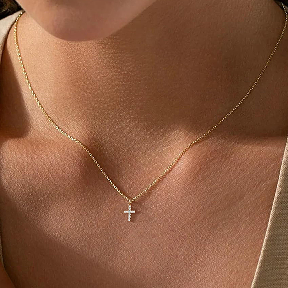 Sterling Silver Zircon Cross Necklace | Wild & Nourished Jewellery