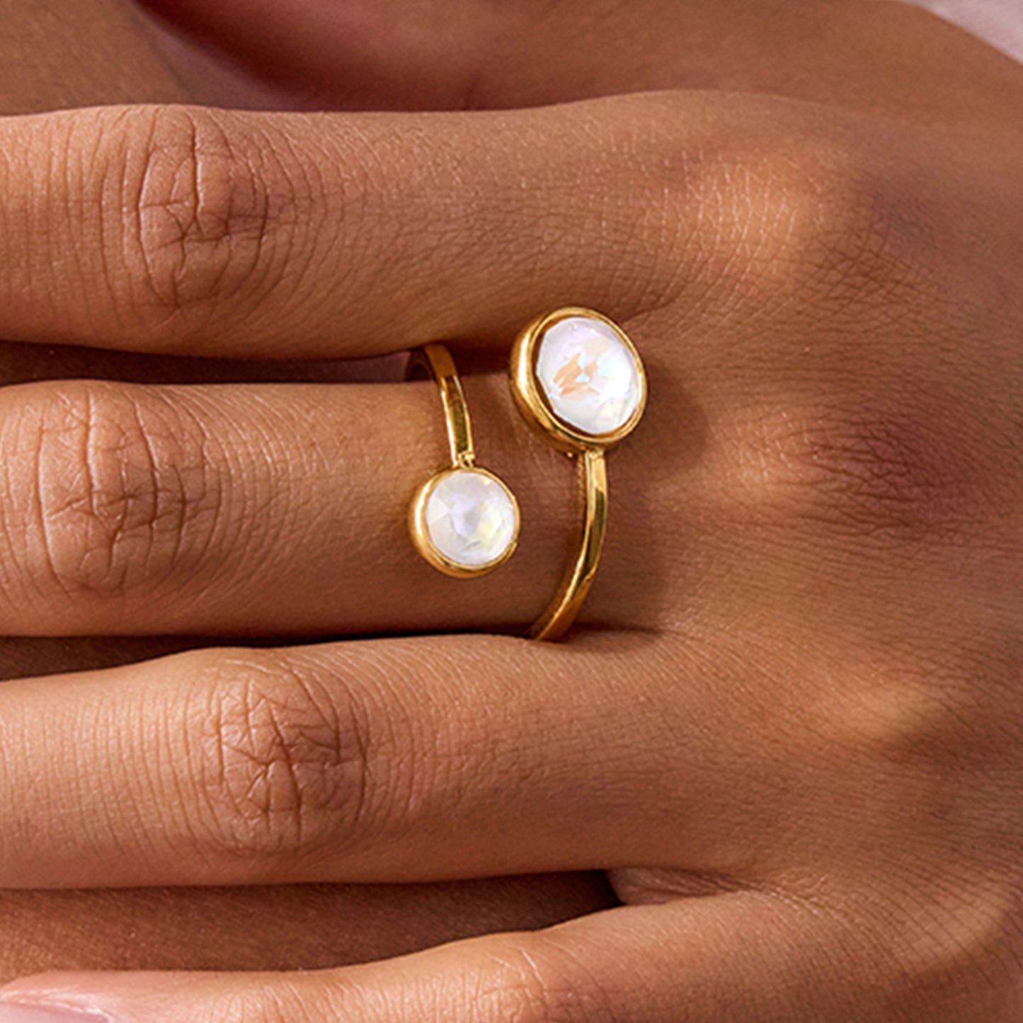 18K Gold-Plated Double Zircon Open Ring | Wild & Nourished Jewellery