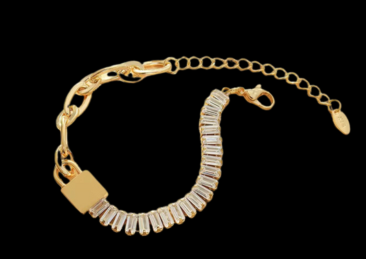 18K Gold-Plated Zircon Lock Chain Bracelet | Wild & Nourished Jewellery