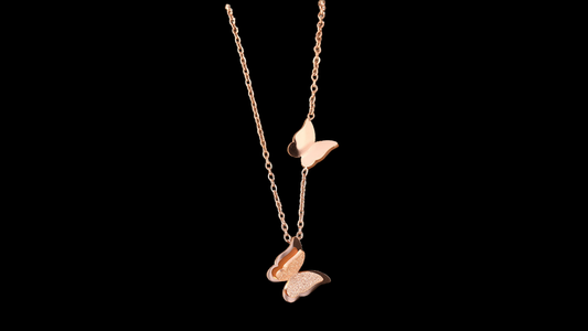 18K Rose Gold-Plated Double Butterfly Pendant Necklace | Wild & Nourished Jewellery