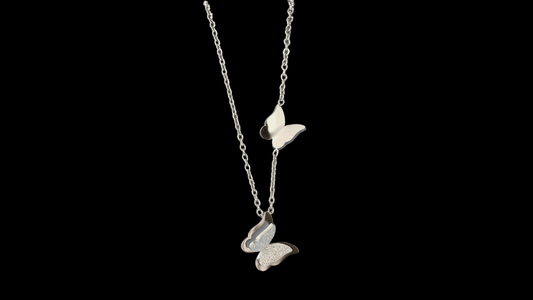 18K Silver-Plated Double Butterfly Pendant Necklace | Wild & Nourished Jewellery
