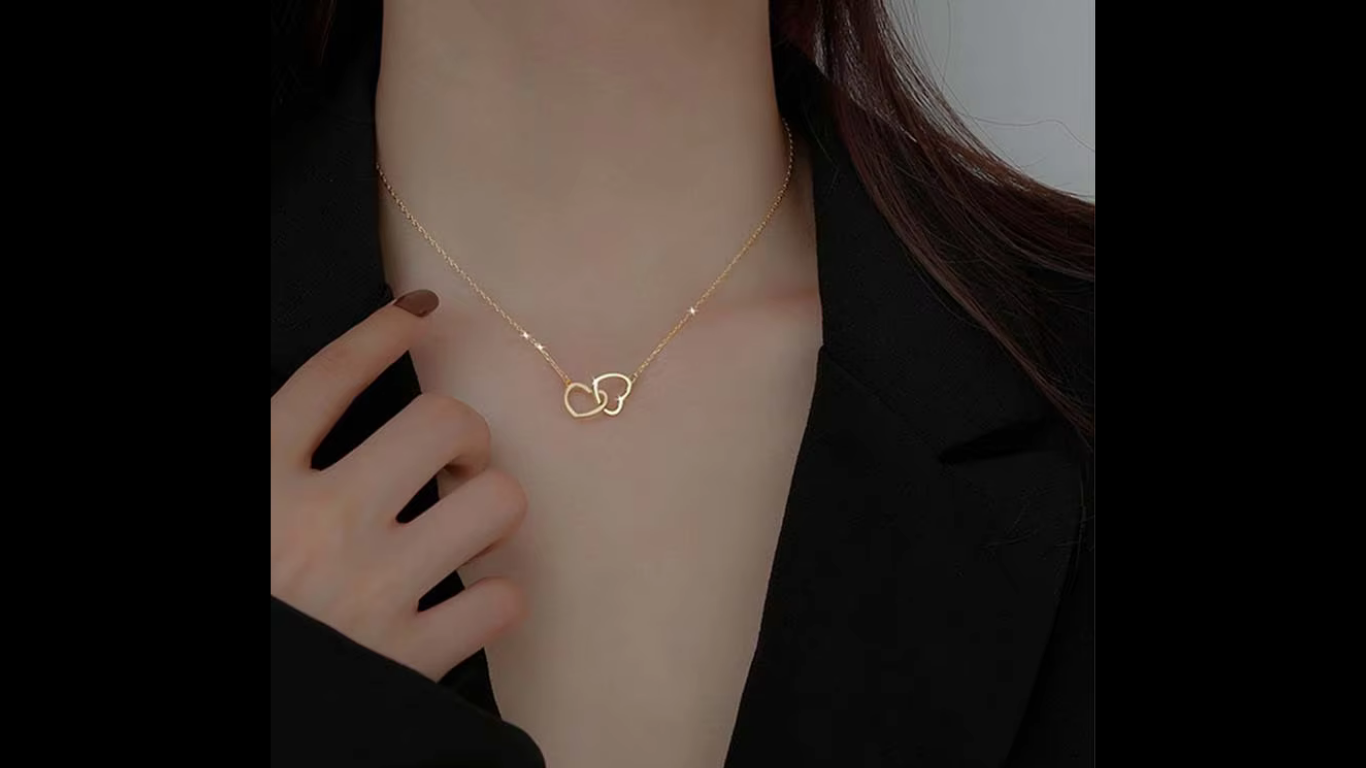 18K Gold-Plated Double Heart Necklace | Wild & Nourished Jewellery