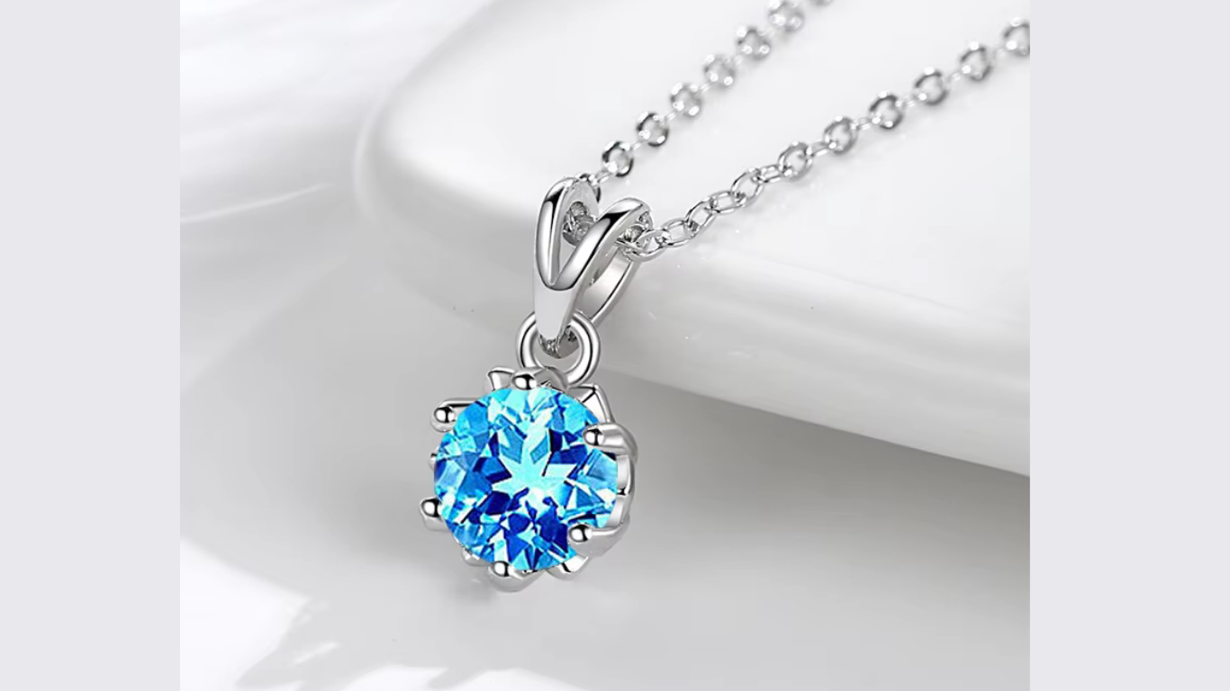 925 Sterling Silver Blue Zircon Solitaire Pendant Necklace | Wild & Nourished Jewellery