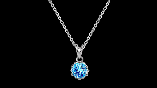 925 Sterling Silver Blue Zircon Solitaire Pendant Necklace | Wild & Nourished Jewellery