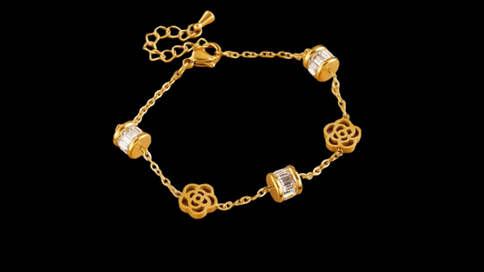 18K Gold-Plated Rose Crystal Charm Bracelet | Wild & Nourished Jewellery