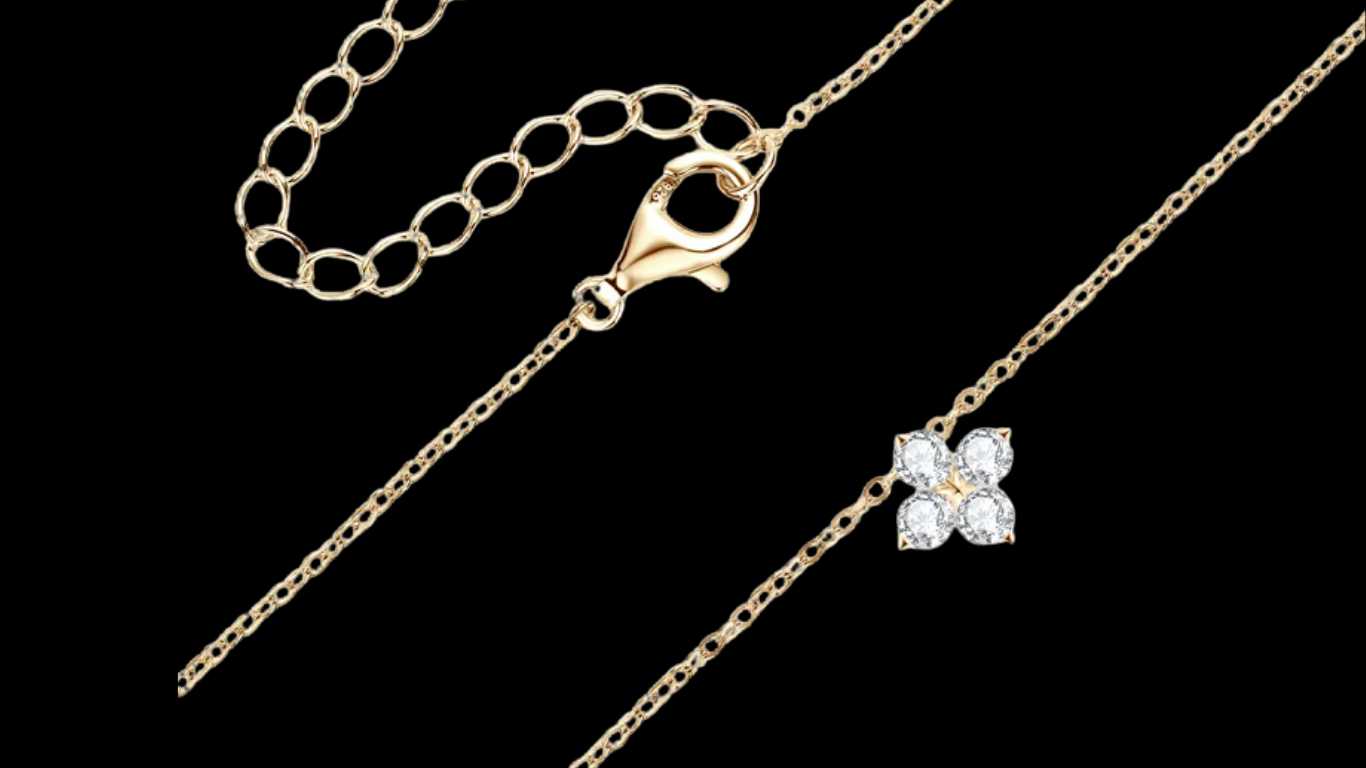18K Gold-Plated Moissanite Clover Necklace | Wild & Nourished Jewellery