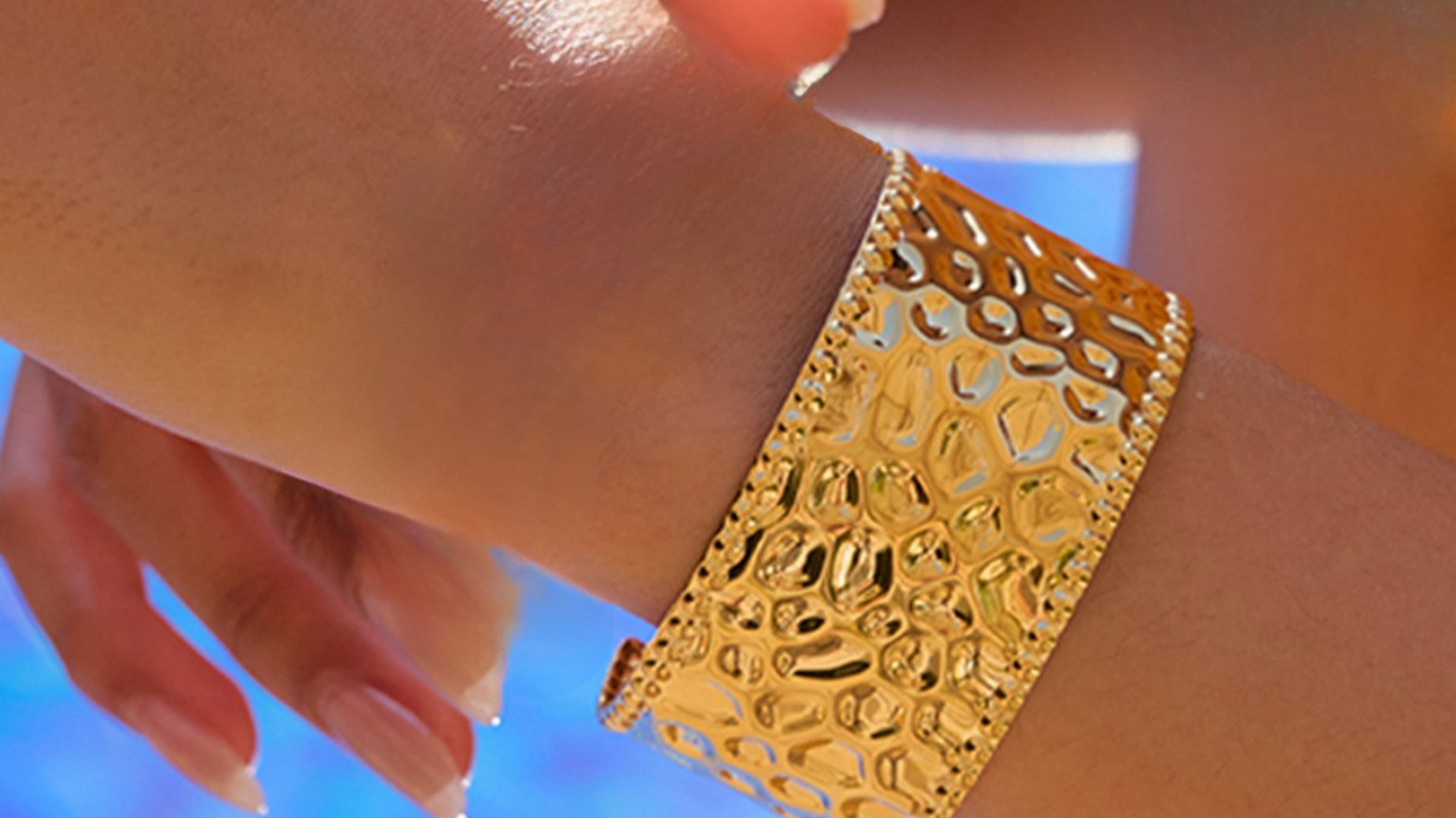 ✨ Gold Hammered Cuff Bangle | Wild & Nourished Jewellery